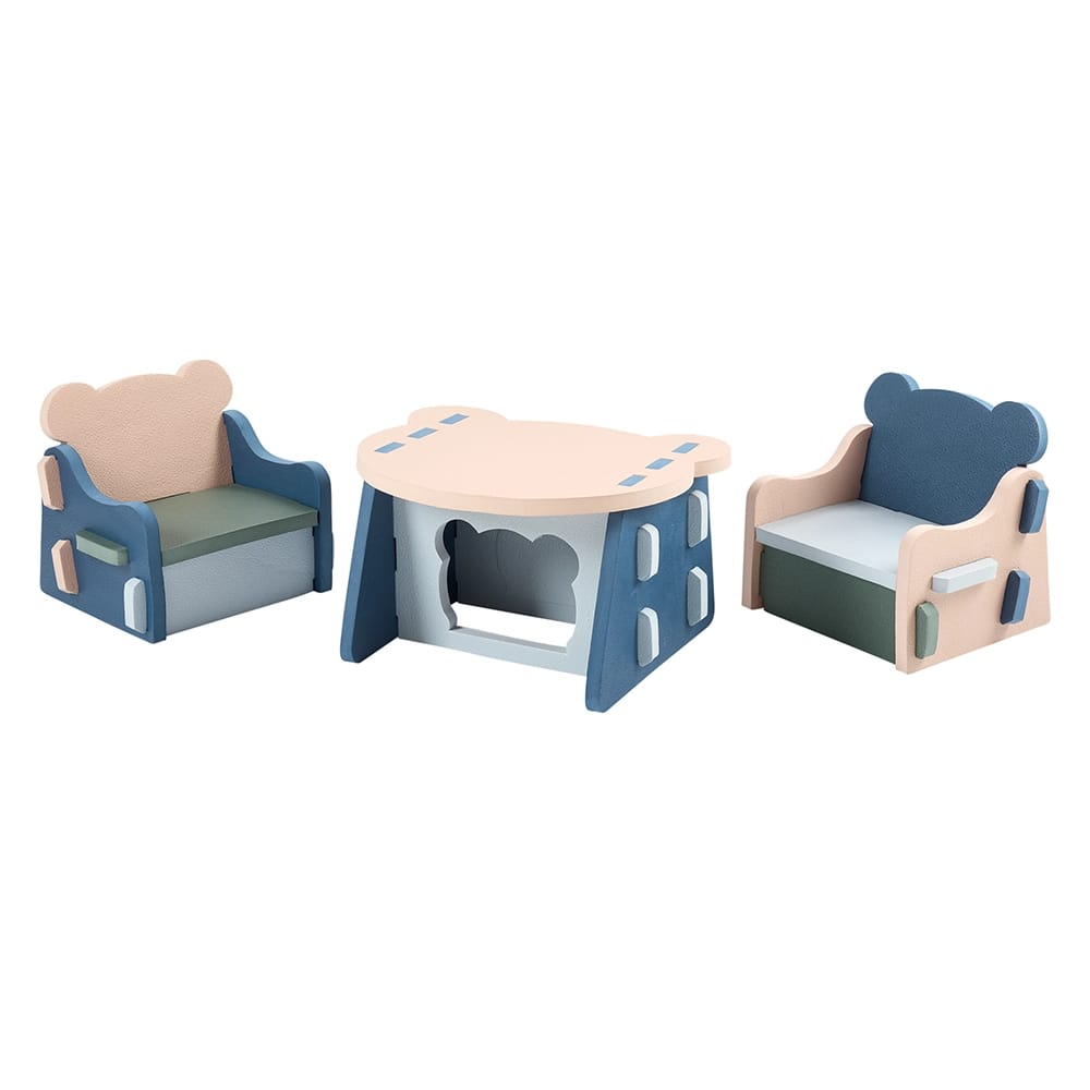 Childlike Behavior Foam Bear Table and Chairs, Multicolor