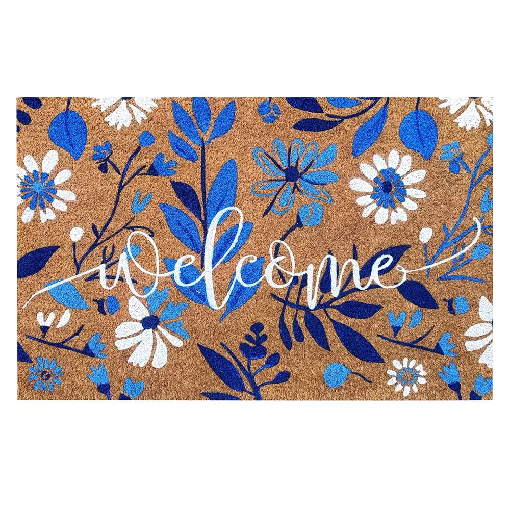 Floral Coir Doormat, 23" x 35"
