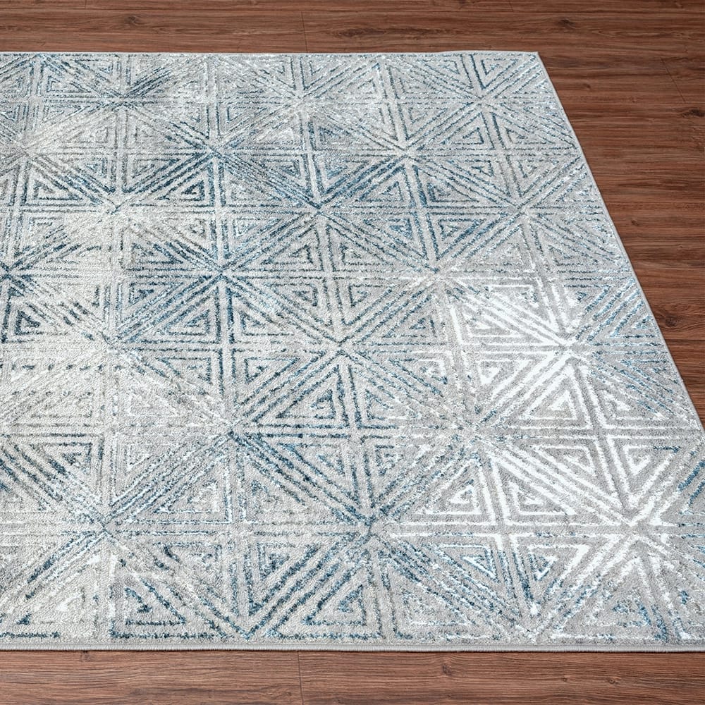 Florance 8'8" x 12'6" Modern Geometric Area Rug, Blue