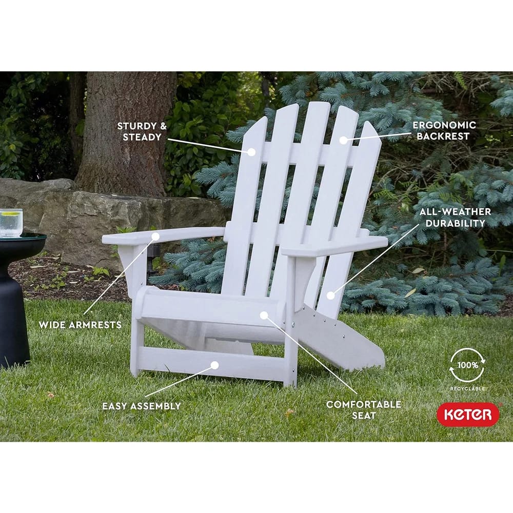 Keter Tahoe Adirondack Chair, White