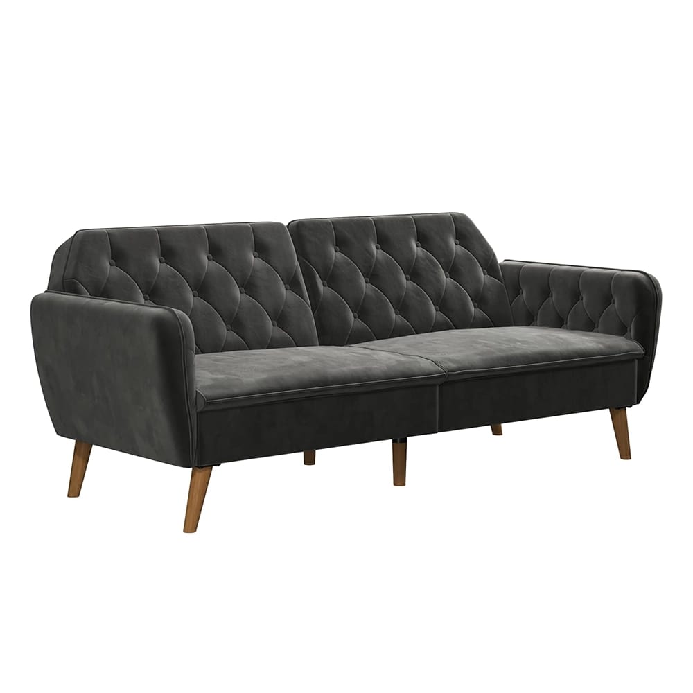 Novogratz Memory Foam Futon, Gray Velvet