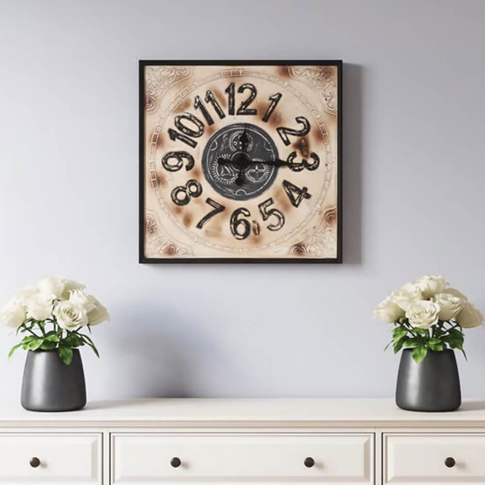 Jofran Furniture Wayland Jackson 24" Metal/Wood Square Wall Clock, Gray
