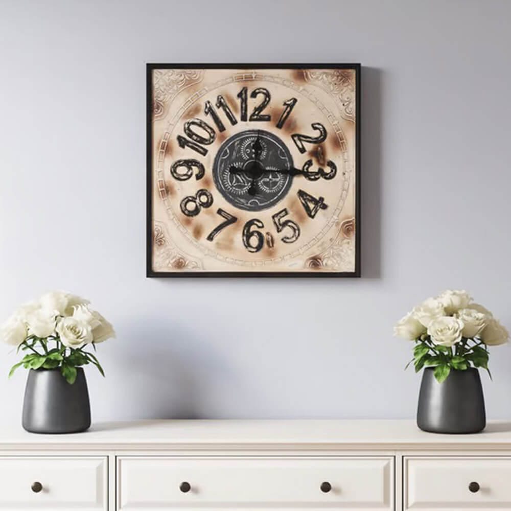 Jofran Furniture Wayland Jackson 30" Metal/Wood Square Wall Clock, Gray