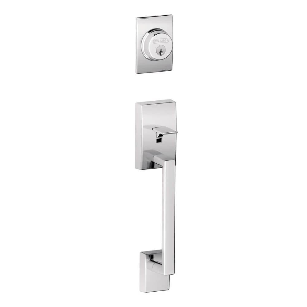 Schlage Century Exterior Dummy Handleset Lever, Bright Chrome