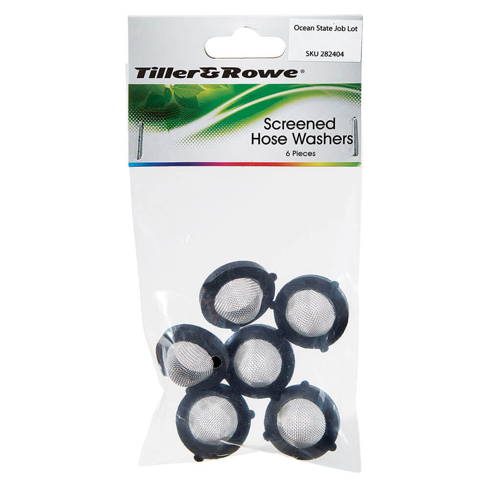 Tiller & Rowe Screened Hose Washers, 6 Count