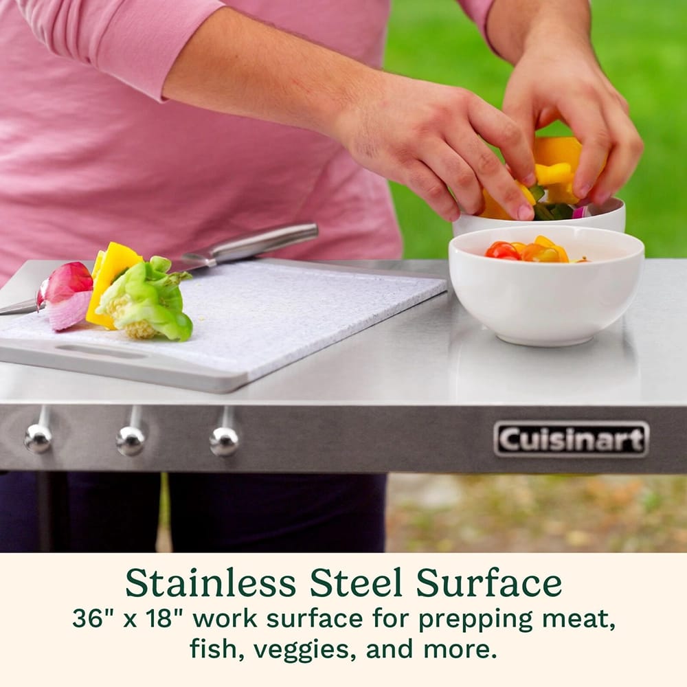 Cuisinart Outdoor BBQ Prep Cart, Black/Stainless