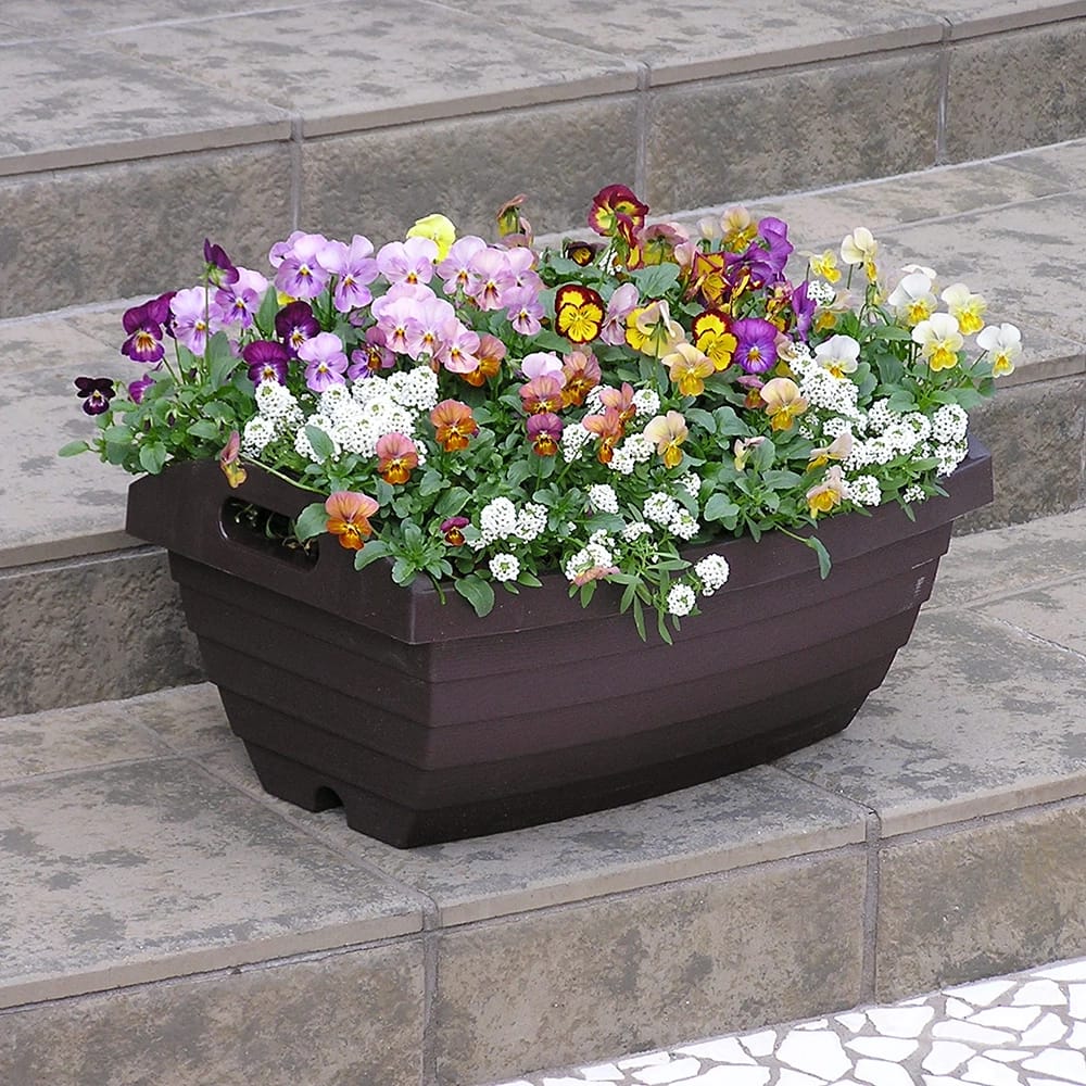 JEJ Astage 18" Short Barrel Planter, Dark Brown