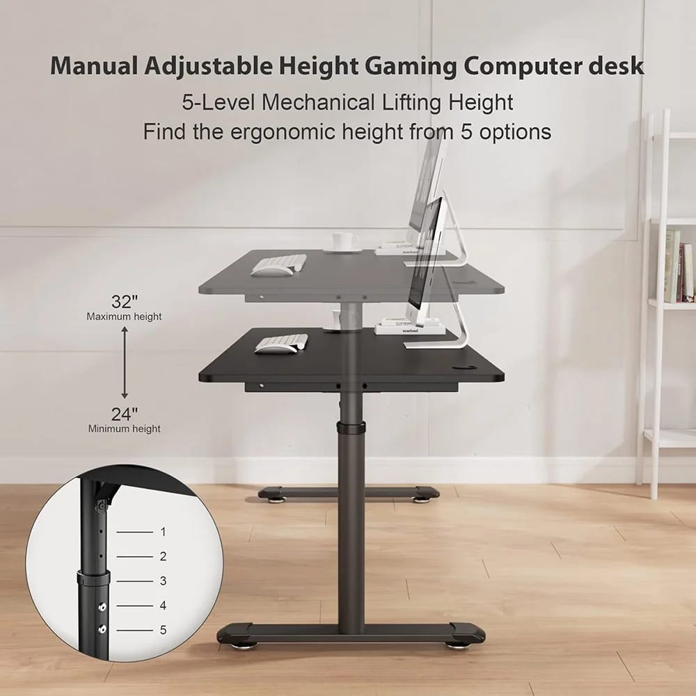 Eureka Ergonomic Height Adjustable Computer Desk, Black