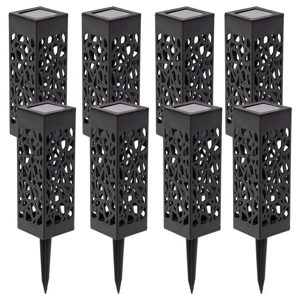 Laurel Canyon Modern Solar Pathway Lights, 8-Pack, Black