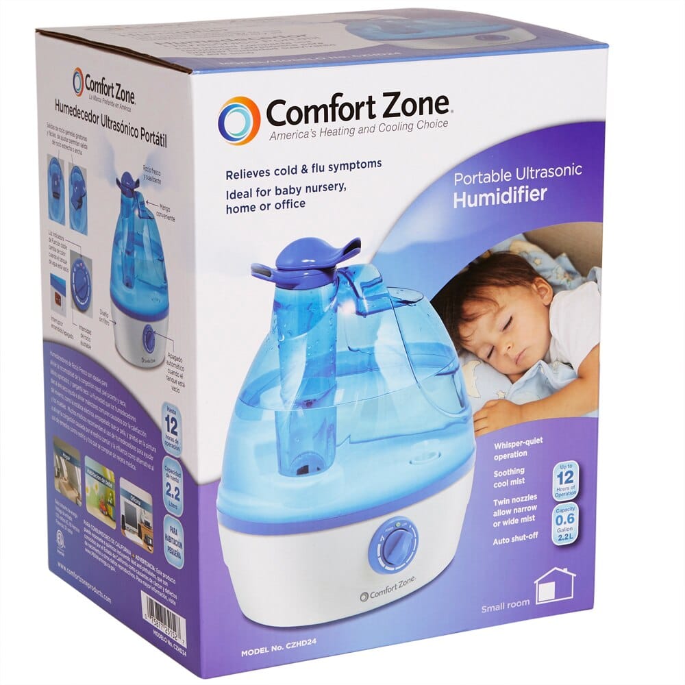 Comfort Zone Ultrasonic Humidifier with Dual Nozzles, 2.3 L