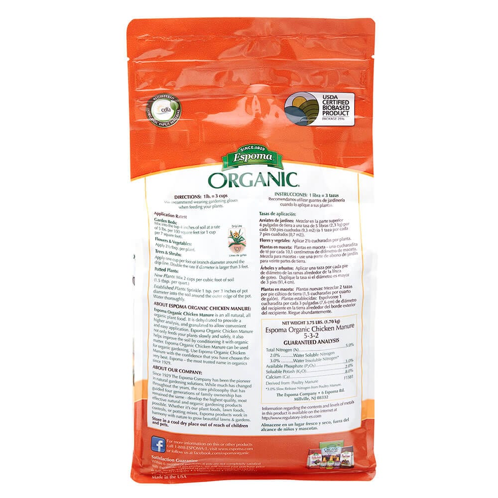 Espoma Organic Chicken Manure All-Natural Plant Food, 3.75 lbs