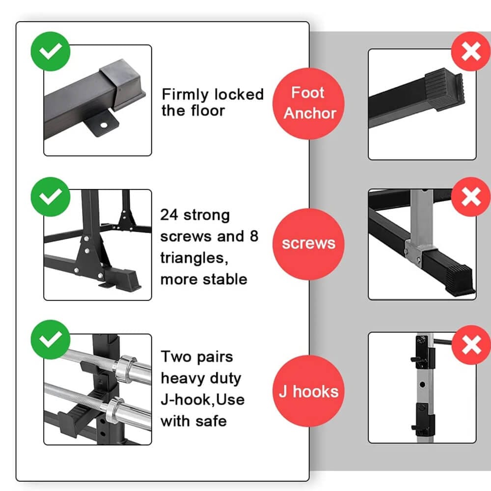 papababe Barbell Power Rack with 800 lb Weight Capacity