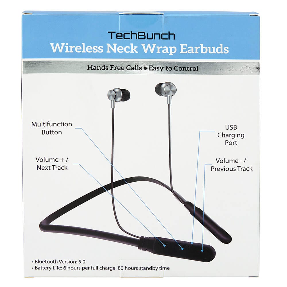 TechBunch Wireless Neck Wrap Earbuds