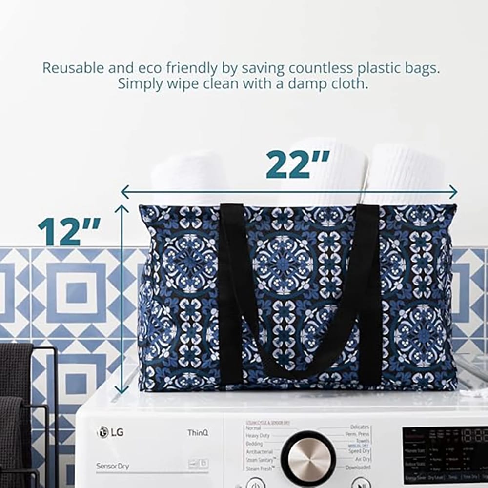 VP Home Reusable Tote Bag, Blue/Multicolor