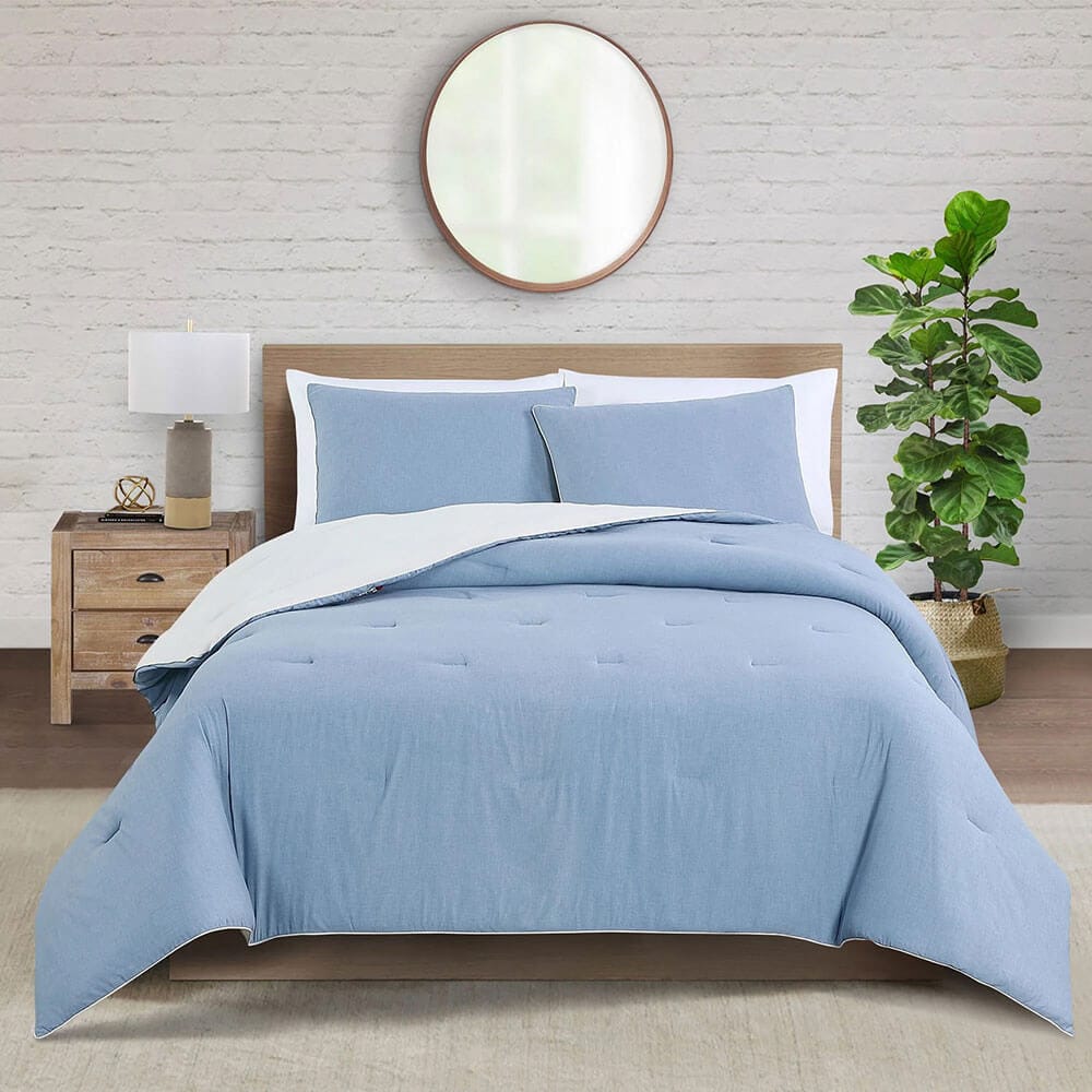 WellBeing by Sunham Natural Dye 3-Piece Comforter Set, Full/Queen, Chambray