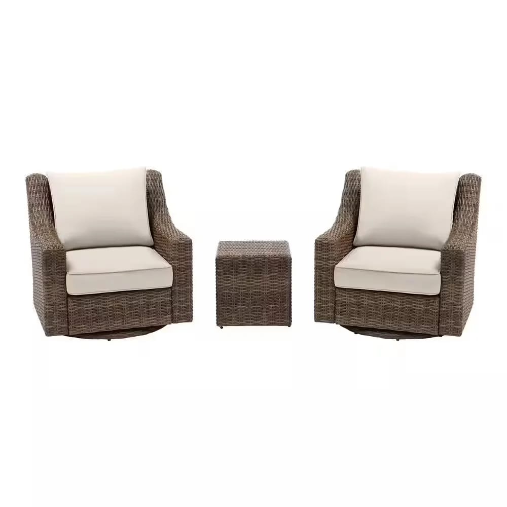 Hampton Bay 3-Piece Outdoor Wicker Patio Set, Brown