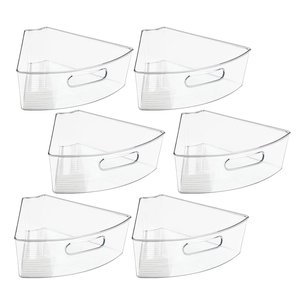 mDesign Kitchen Cabinet Lazy Susan Storage Organizer Bins, 6 Pack