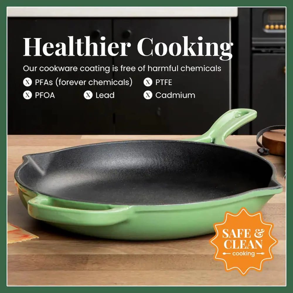 Larder & Vine 10" Enameled Cast Iron Skillet, Okra