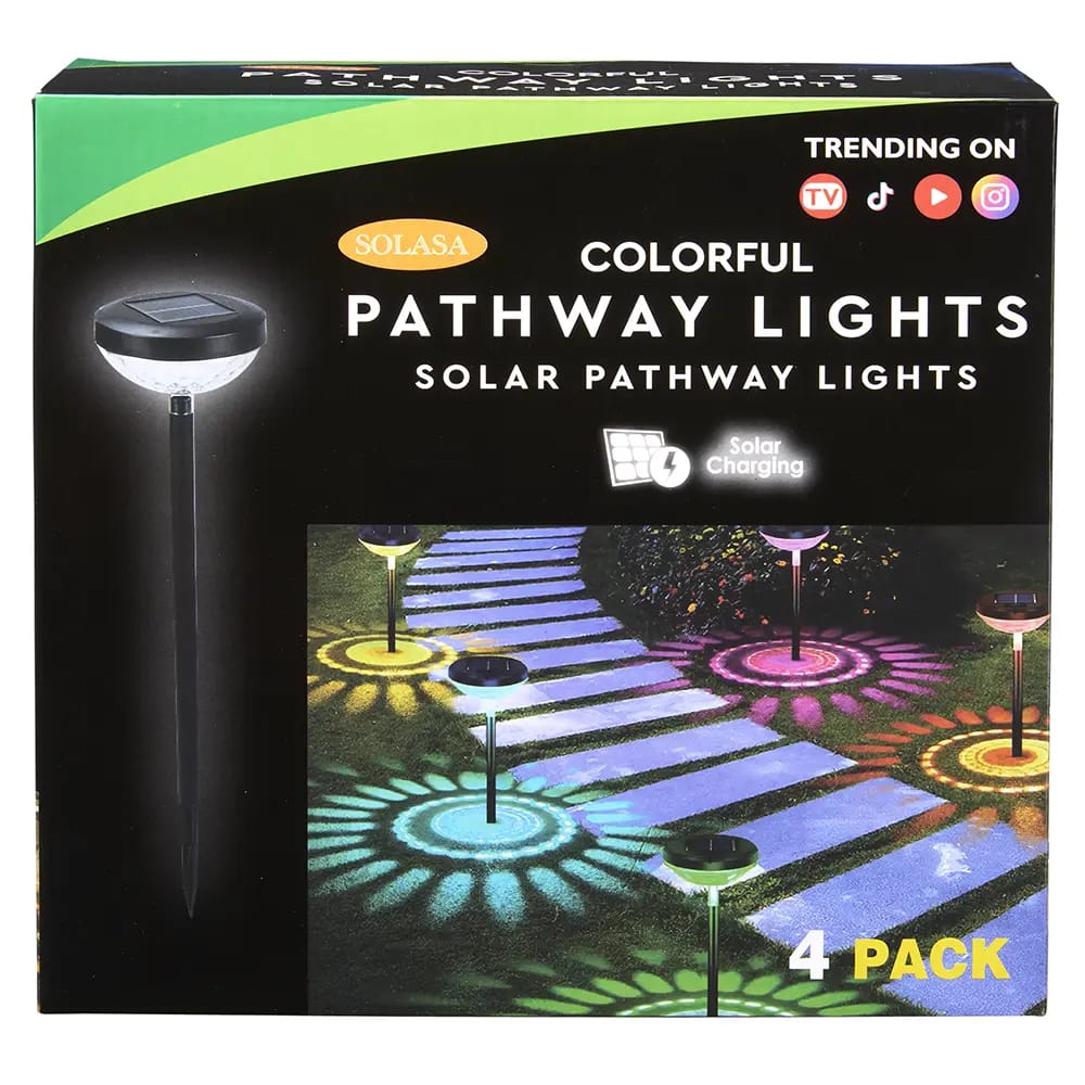 Solasa Colorful Solar Pathway Lights, 4 pk