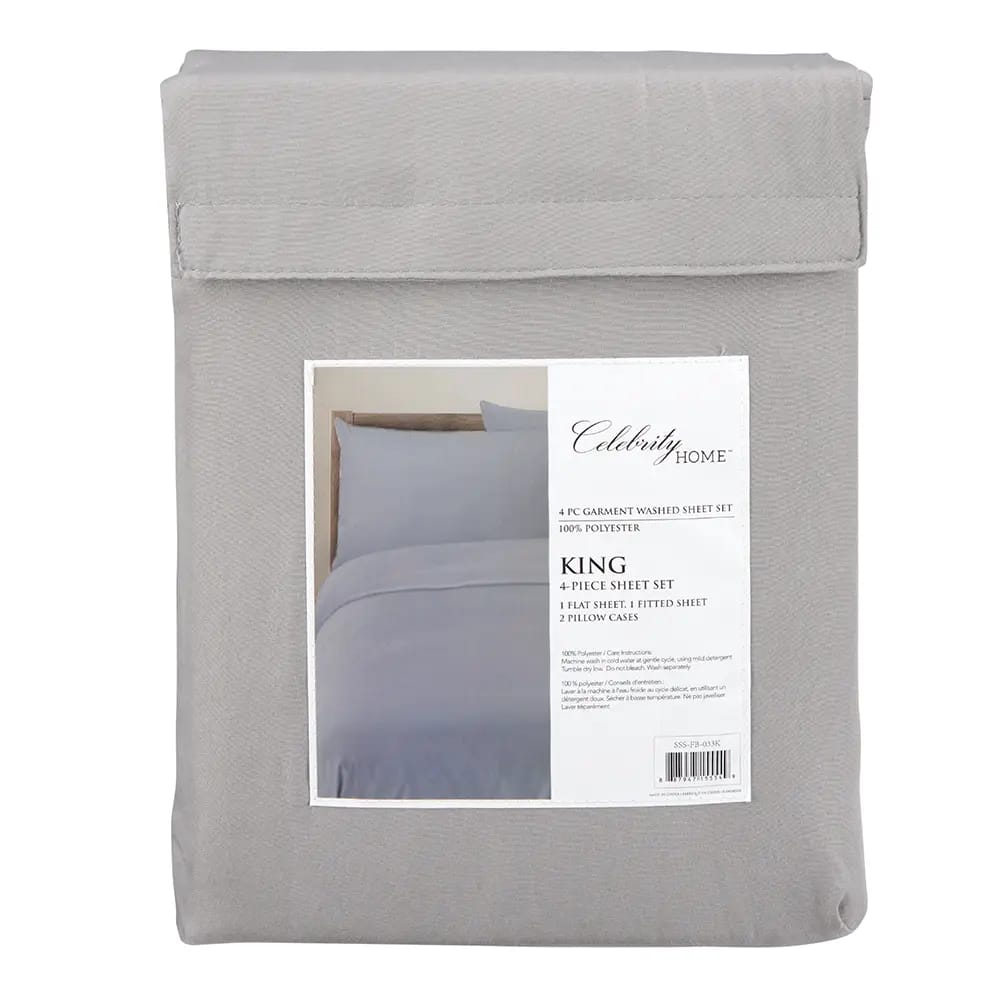 Celebrity Home SheetSet, 4pc, King, Grey