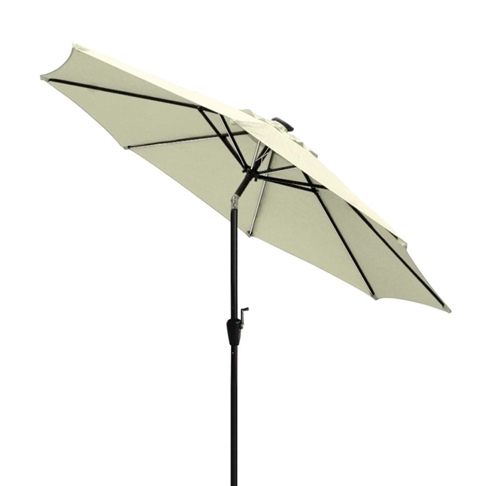 Jeco 9' Aluminum Patio Umbrella with Crank and Solar Guide Tubes, Tan/Black