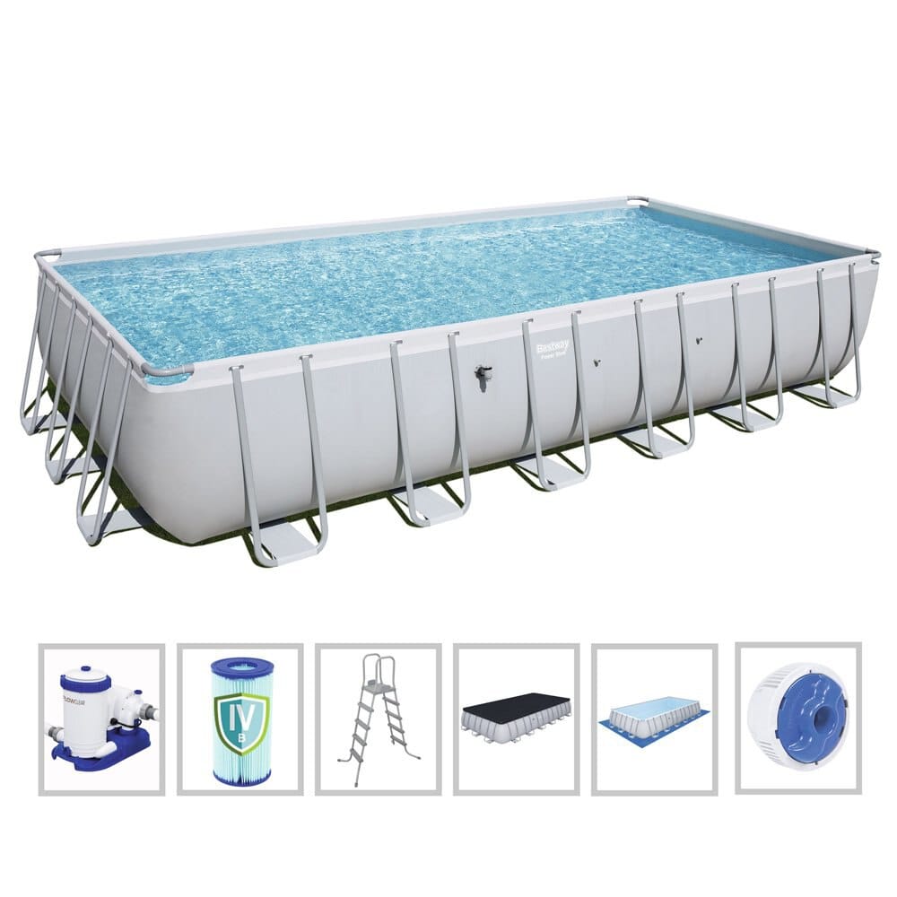 Bestway 24' x 12' x 52" Rectangular Above Ground Swimming Pool Set with Pump