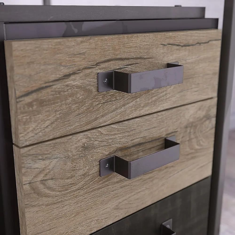 Bush Home Refinery 3 Drawer Mobile File Cabinet, Rustic Gray/Charred Wood