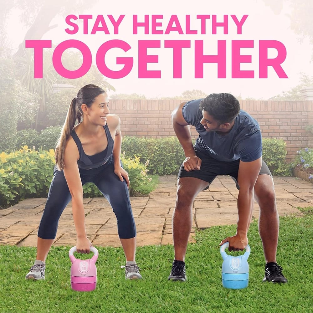 Yes4All Set of 2 Adjustable Kettlebells, 12lb, Pink + Teal