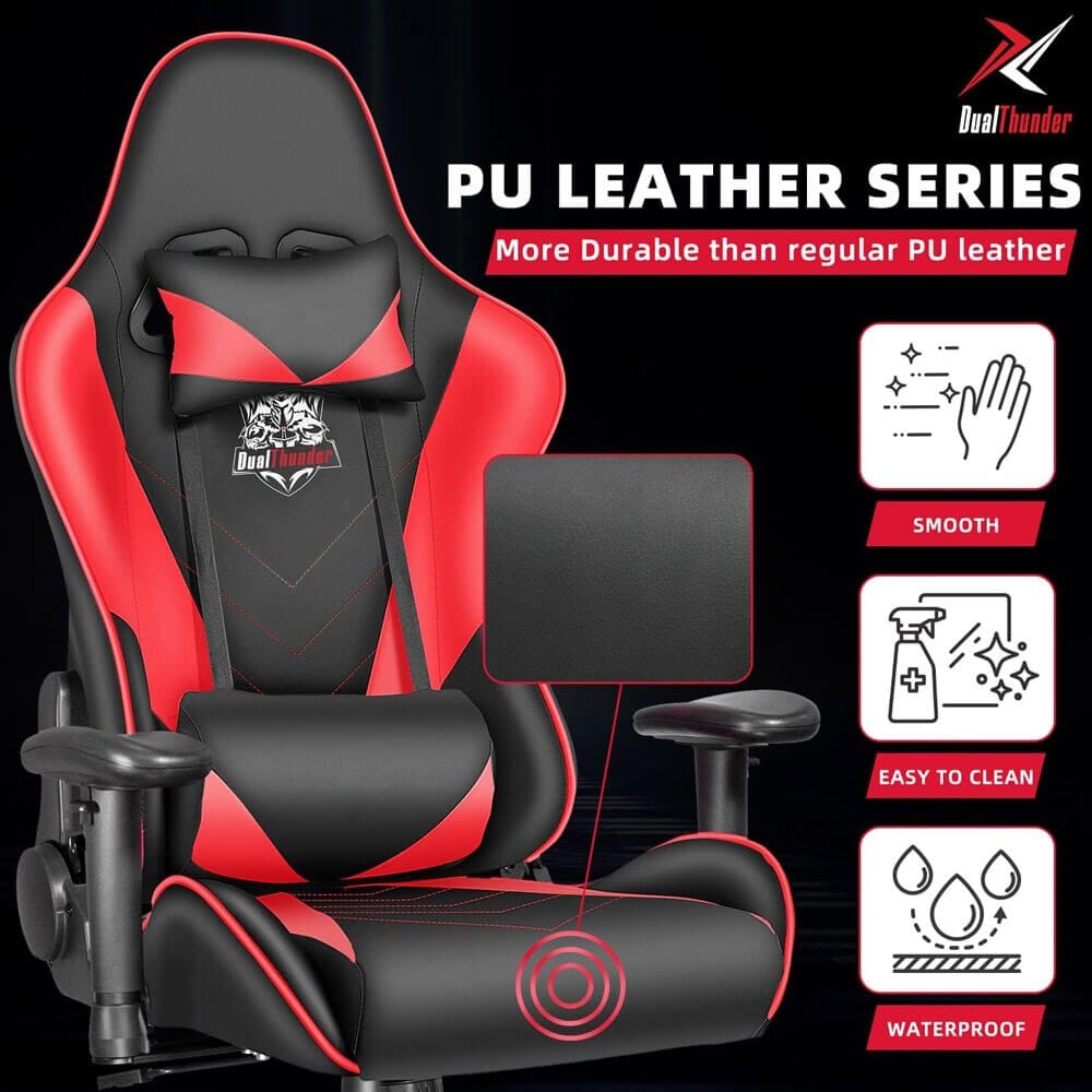 DualThunder Ergonomic High Back Gaming Chair, Red/Black
