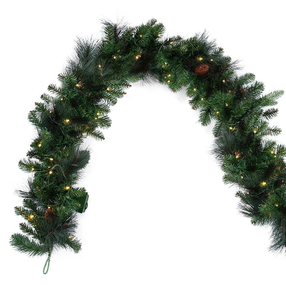 Famous Brand 9' Carolina Pine Pre-Lit Unfrosted Garland, 2 Pack