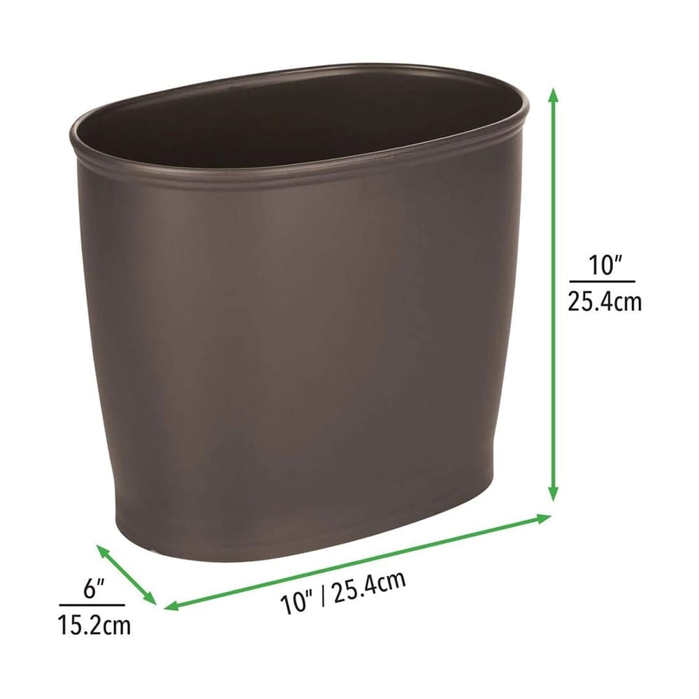 mDesign Plastic Toilet Brush and Trash Can, Dark Brown