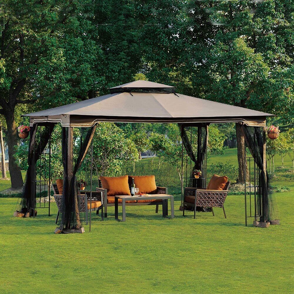 Regency II 10' x 12' Gazebo with Netting, Brown