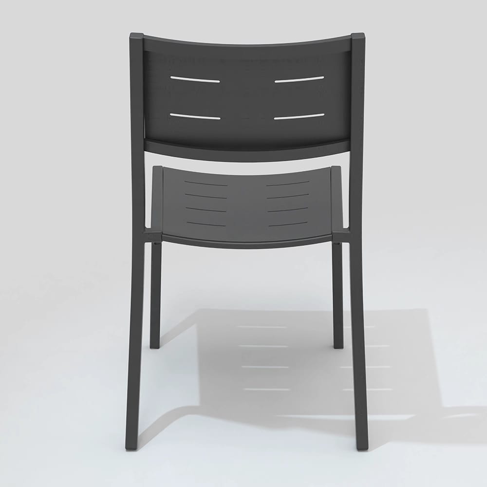 Maiori Full Aluminum Impression Stackable Patio Dining Side Chair, Charbon, 4 Pack