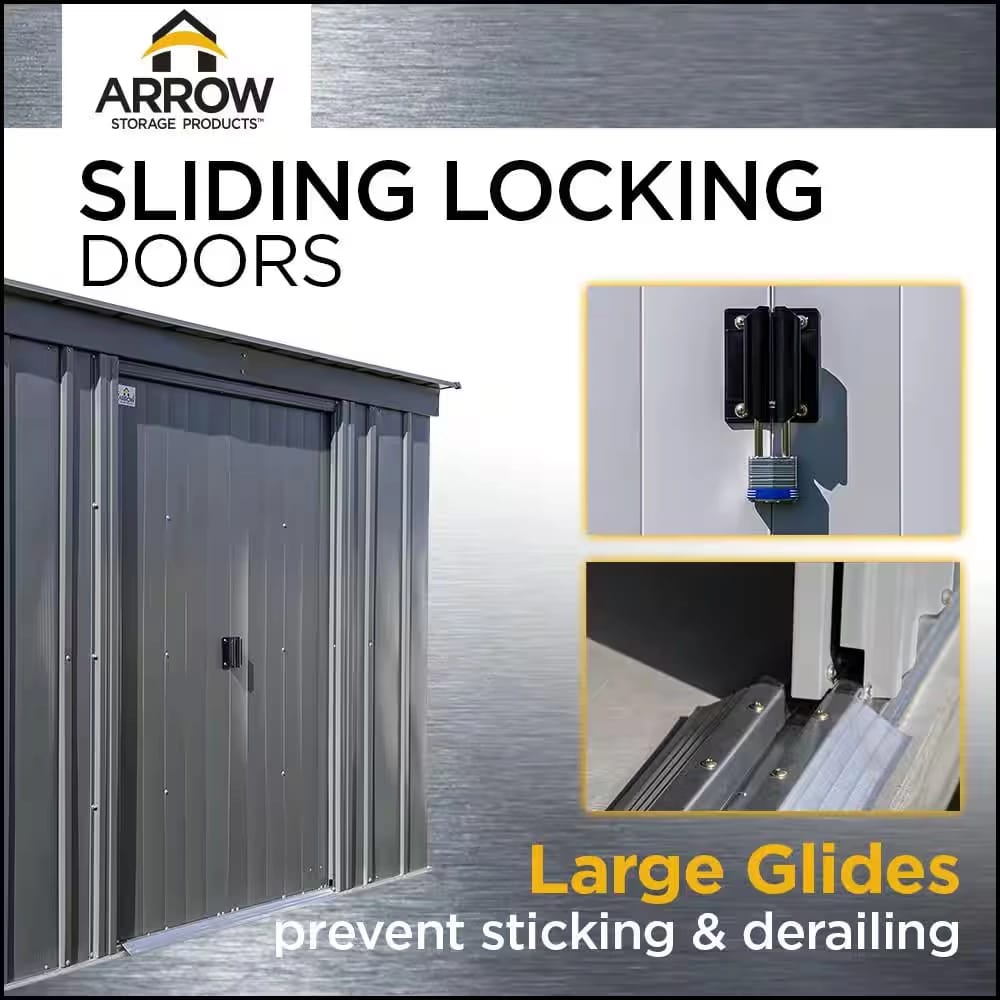 Arrow 6' x 4' Classic Galvanized Steel Metal Storage Shed, Sage