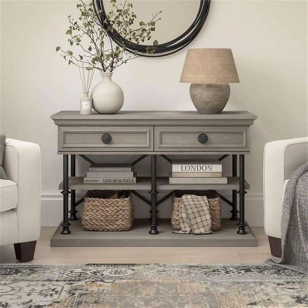 Bush Home Coliseum Designer Console Table, Driftwood Gray