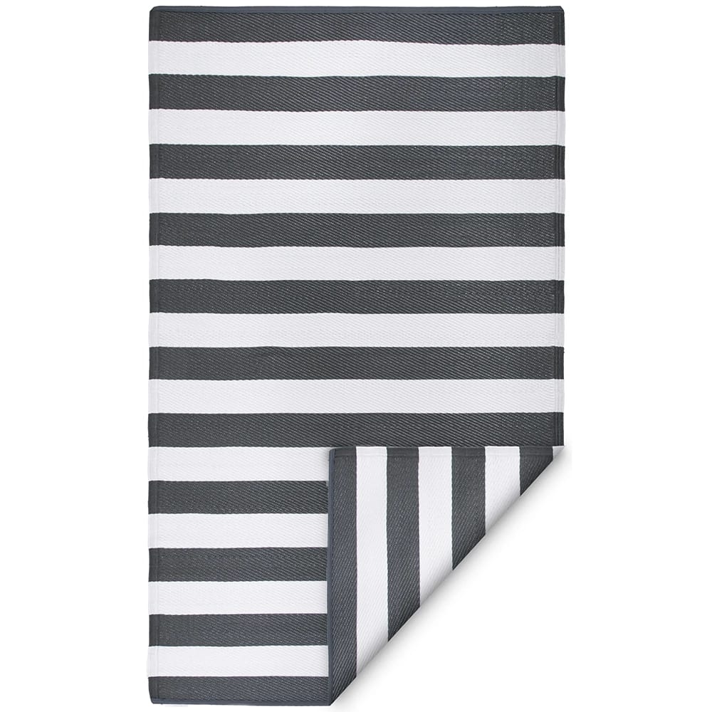 FH Home Reversible Outdoor Area Rug, 5' x 8', Brittany-Gray/White