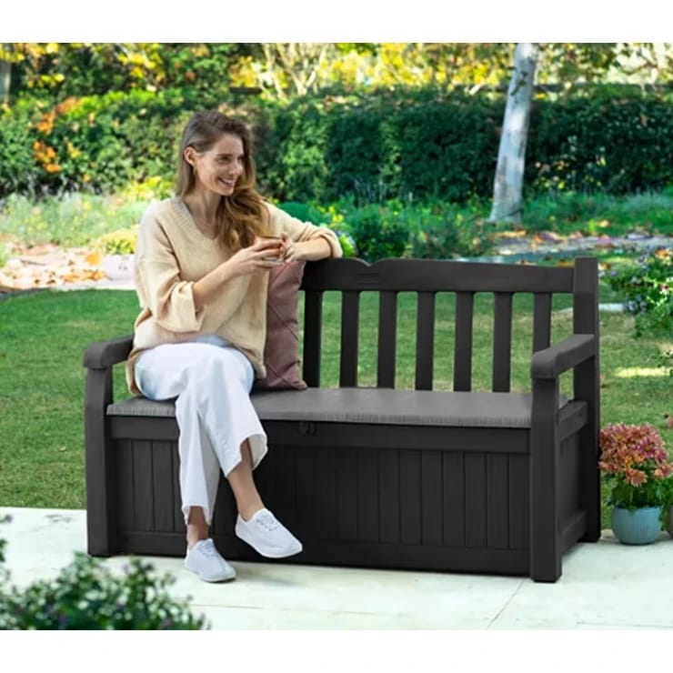 Keter Solana 70-Gallon Outdoor Storage Bench, Antrachite