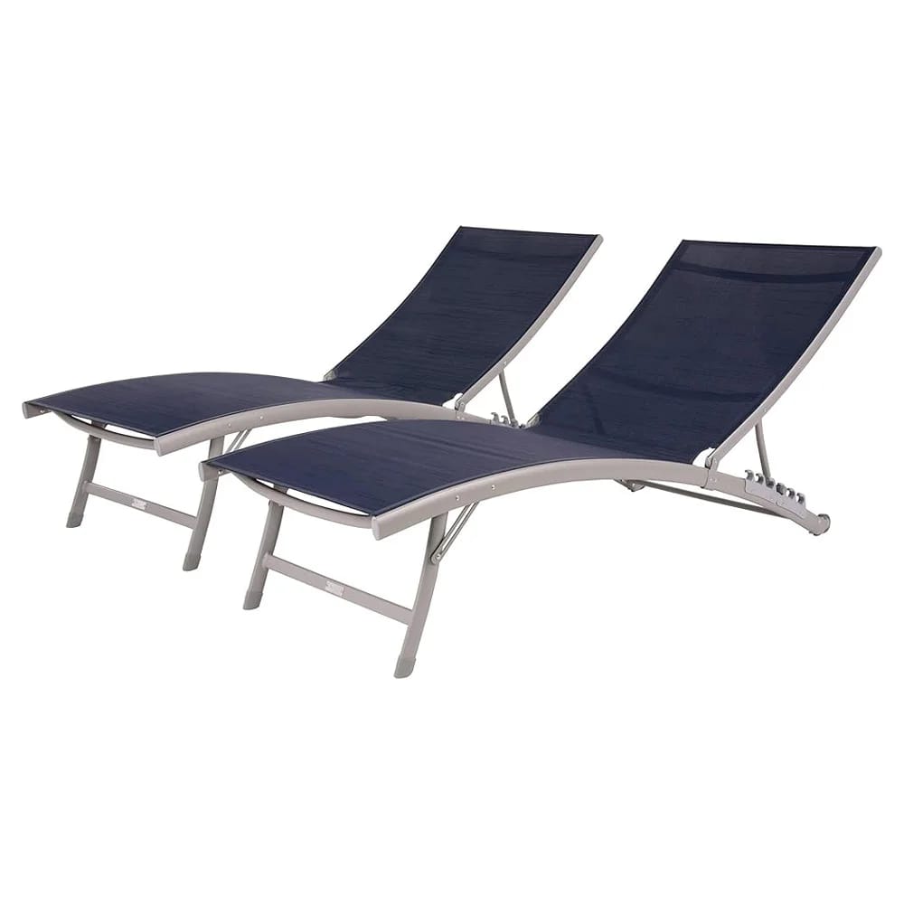 Vivere Clearwater Aluminum Lounge Chairs, Set of 2, Navy