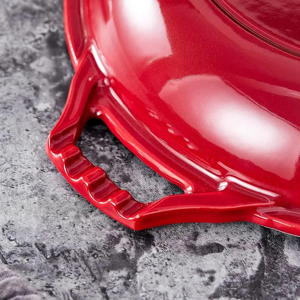 Bruntmor 7-Quart Enameled Cast Iron Dutch Oven, Red