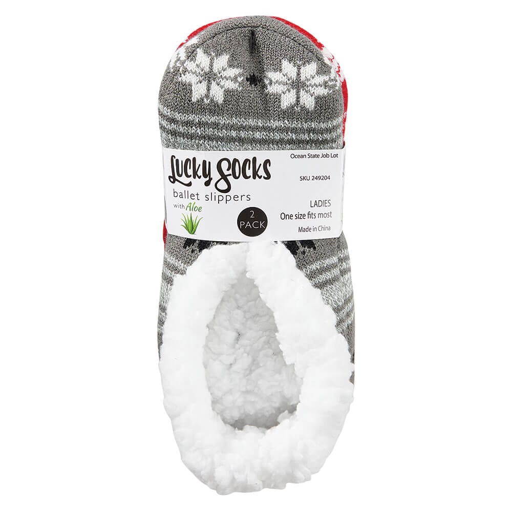 Lucky Socks Ballet Slippers with Aloe, 2 Pair