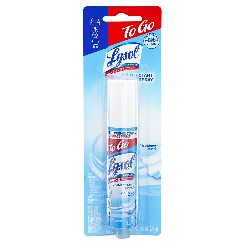 Lysol Crisp Linen Disinfectant Spray To Go, 1 oz