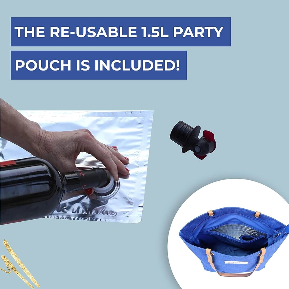 PortoVino Canvas Wine Purse, Royal Blue