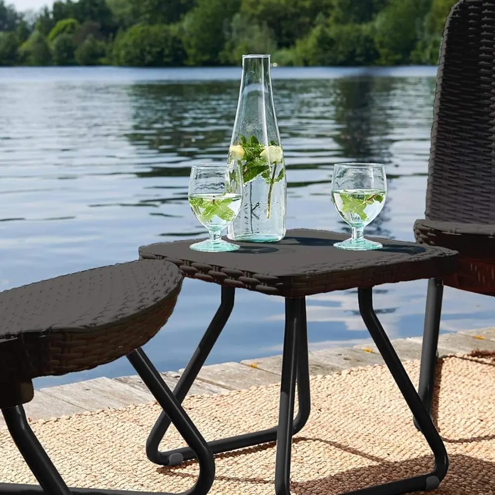 Keter Rio 3-Piece Resin Wicker Patio Furniture Set, Anthracite