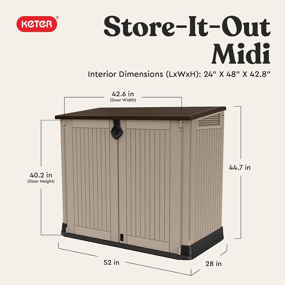 Keter Store-It-Out MIDI Outdoor Resin Storage Shed, Beige