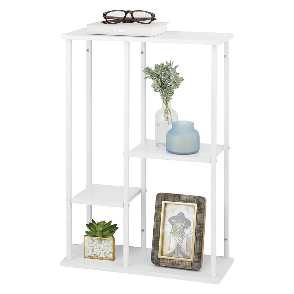 mDesign 4-Tier Wall Decor Storage Organizer Display Shelf, White