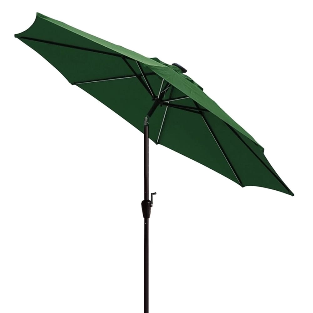 Jeco 9' Aluminum Patio Umbrella with Crank and Solar Guide Tubes, Green/Brown