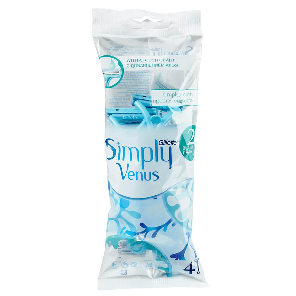 Gillette Simply Venus 2 Blade Disposable Razors, 4 Count