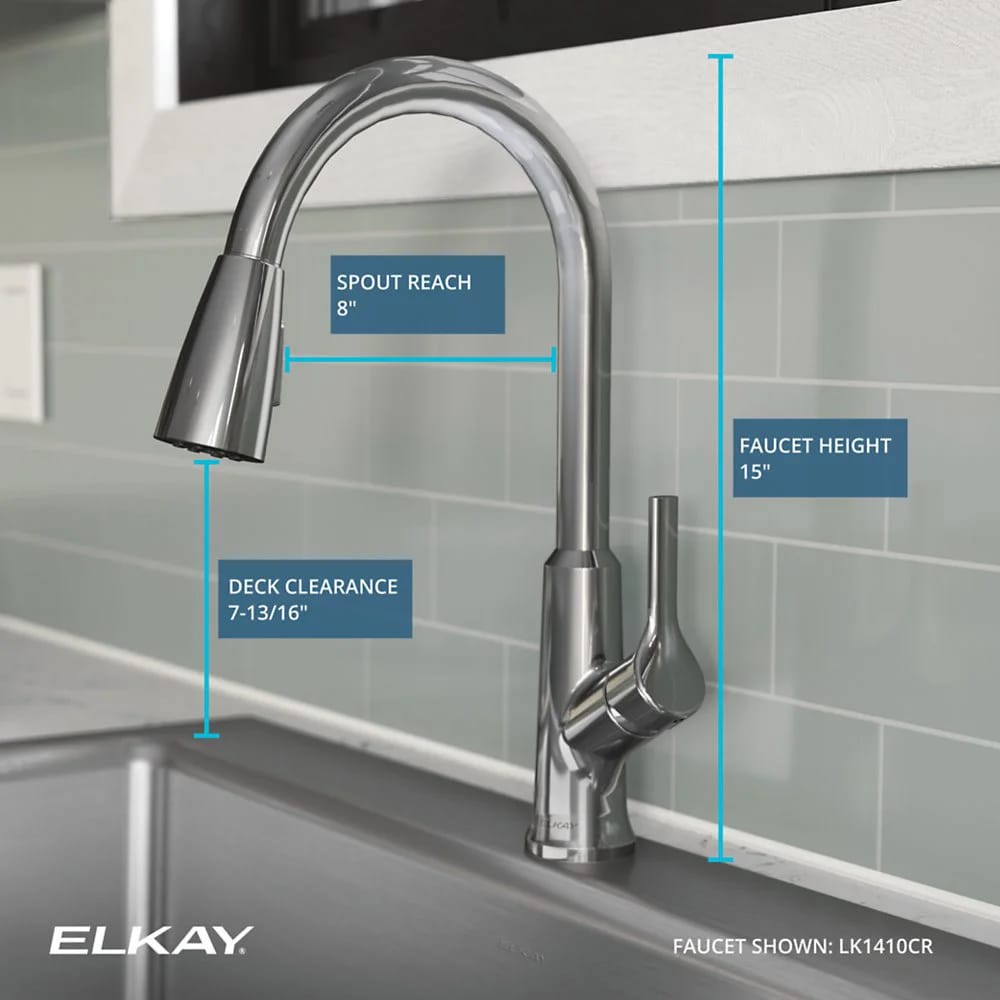 Elkay Single Hole Pull-Down Kitchen Faucet, Chrome