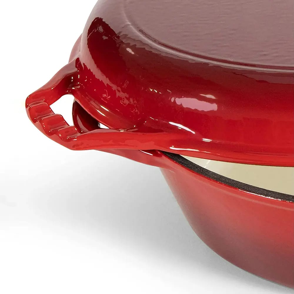 Bruntmor Enameled 3-Quart 2-in-1 Cast Iron Multi-Cooker, Red