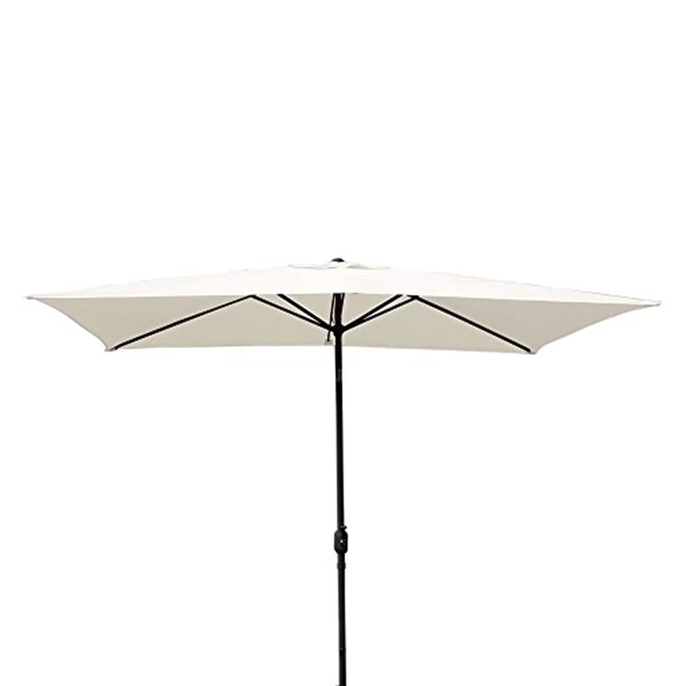 Jeco 6.5 x 10 Rectangular Aluminum Patio Umbrella with Tilt and Crank, Tan/Gray